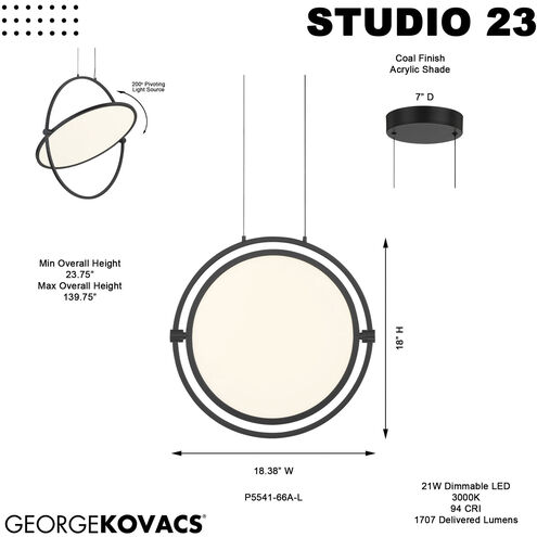 Studio 23 LED 18.38 inch Coal Pendant Ceiling Light